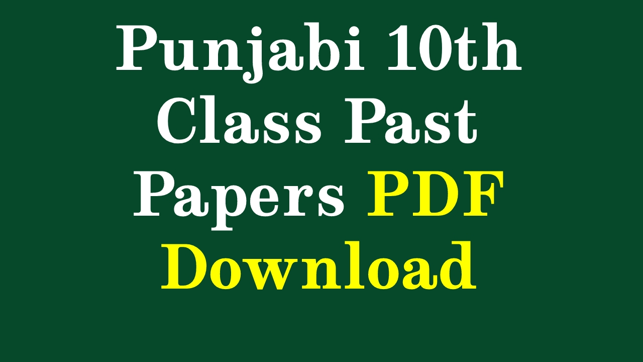 Punjabi 10th Class Past Papers PDF Download